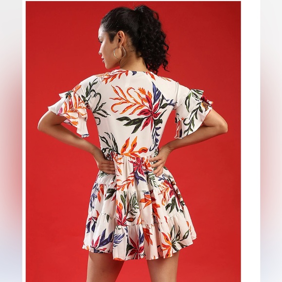 Campus Sutra Women Floral Stylish Casual Dresses - Size Medium - Tropical Print - Picture 5 of 5